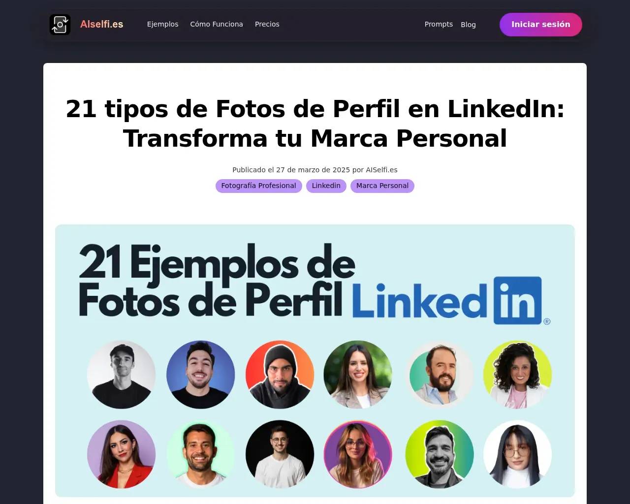 AISelfi.es example gallery — sample AI-generated professional LinkedIn headshots in business attire