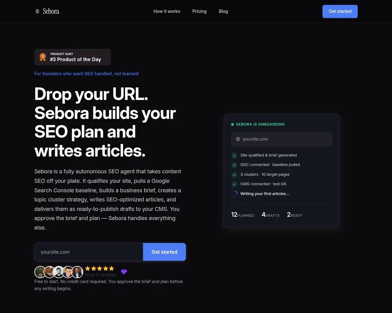 Sebora.ai homepage screenshot