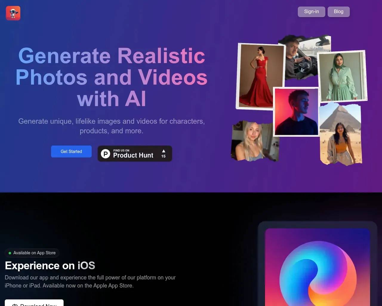 AI Photos Editor homepage screenshot
