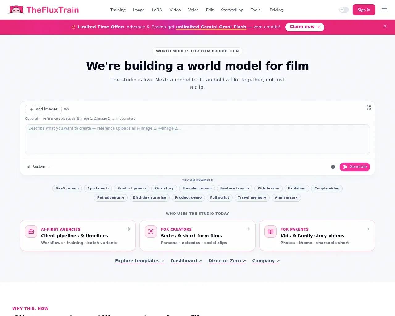 TheFluxTrain homepage screenshot