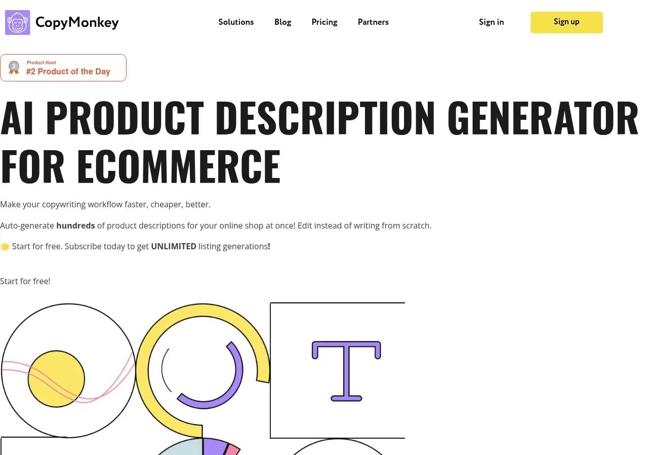 CopyMonkey's AI Product Description Generator — bulk-generate descriptions from a product catalog, with editing tools and seven-language support
