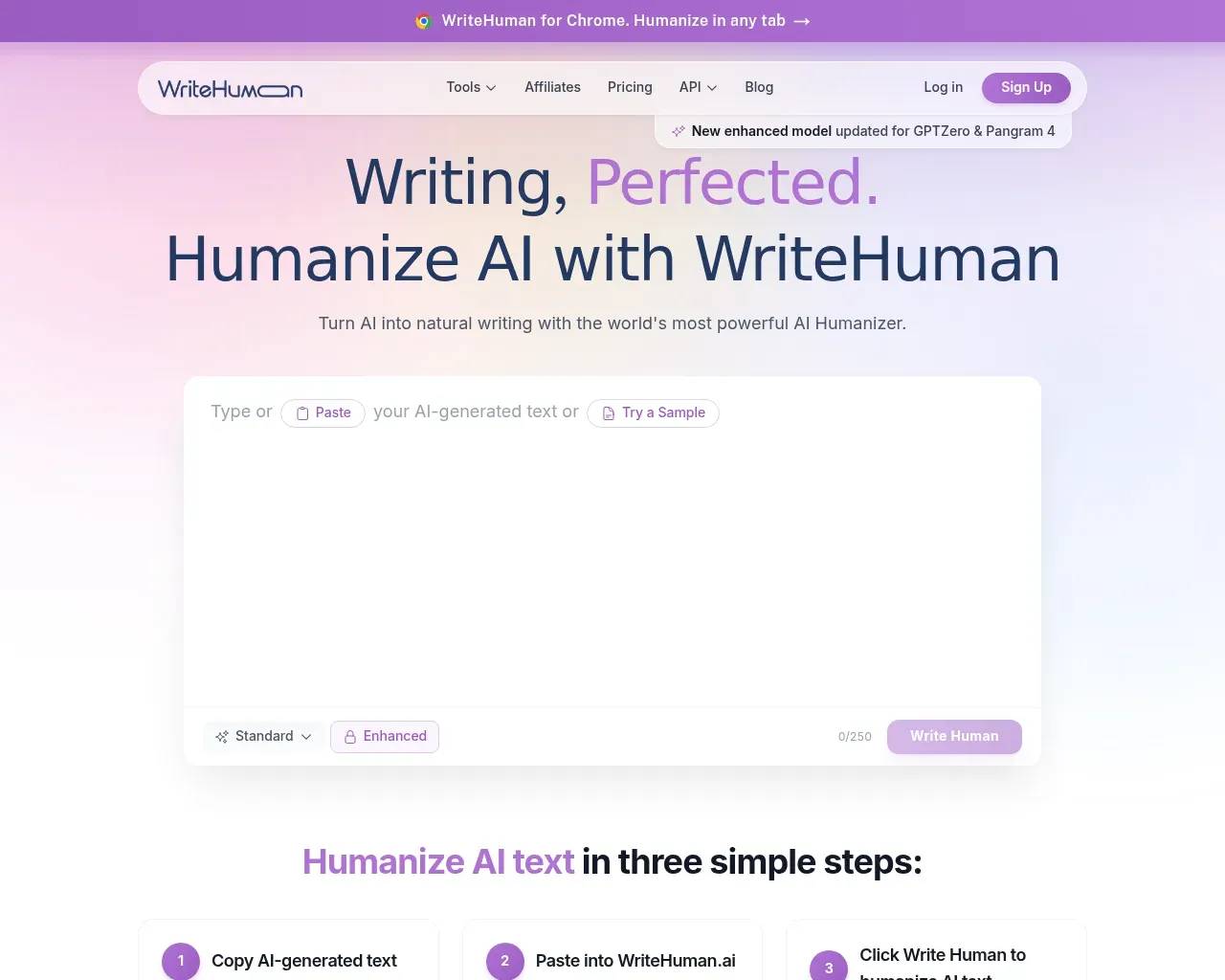 WriteHuman homepage screenshot