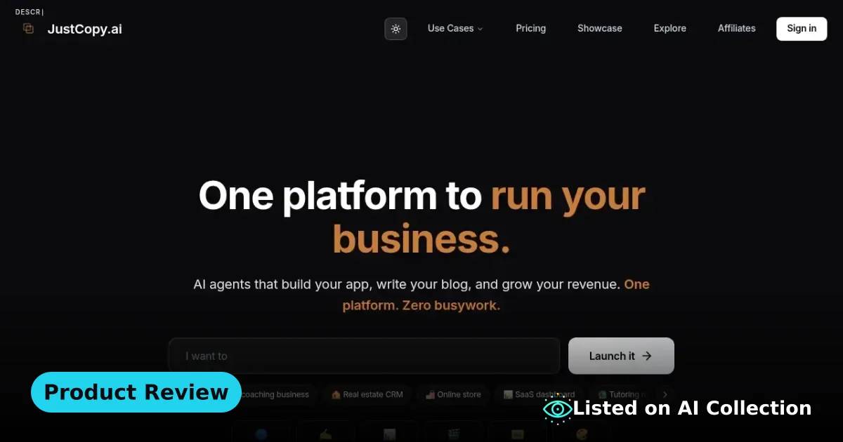 JustCopy AI — Build, launch, and grow with AI thumbnail