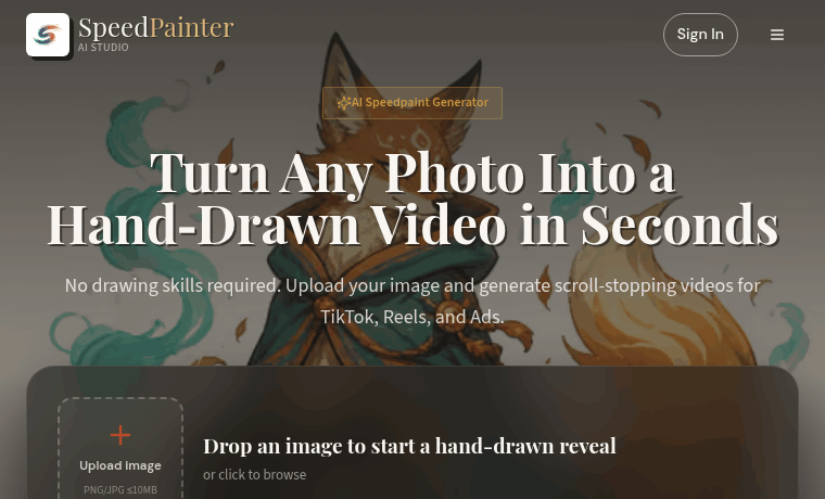 SpeedPainter AI homepage