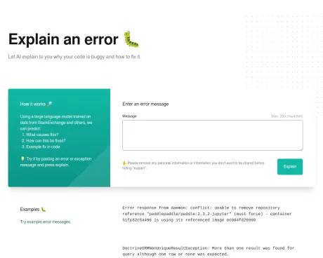 Explain An Error screenshot