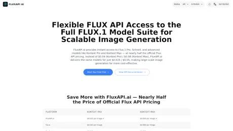 FluxAPI.ai: Affordable & Multi-Model FLUX.1 Image Generation API screenshot