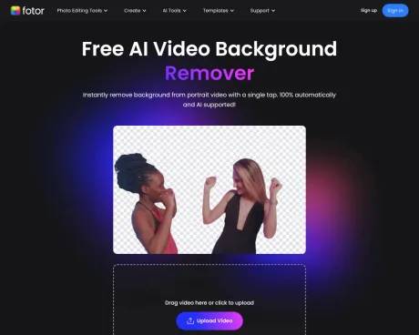 Fotor video background remover screenshot