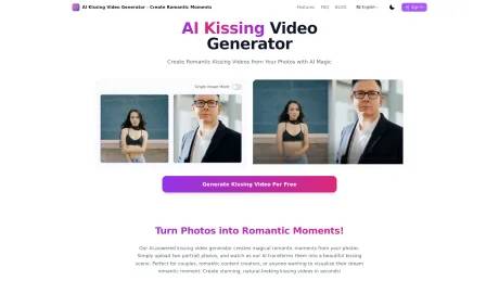 Free AI kissing video generator screenshot