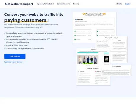 GetWebsite Report screenshot
