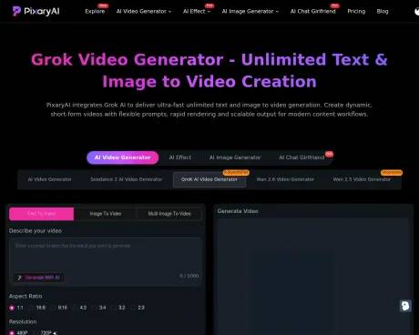 Grok AI Video Generator screenshot