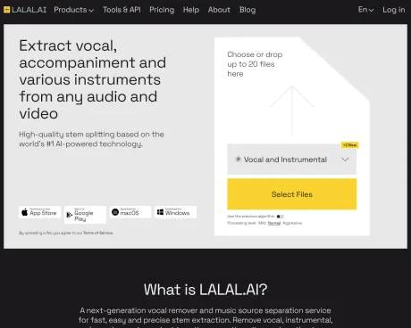 LALAL AI Voice Cleaner screenshot