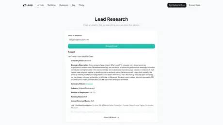 Lead Research Tool by Leap AI screenshot