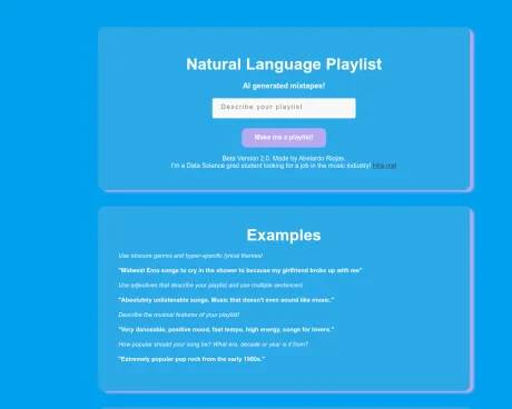 Natural Language Playlist screenshot