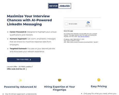 Never Jobless LinkedIn Message Generator screenshot