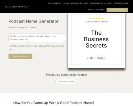 Podcast Name Generator by Podcast Rocket screenshot