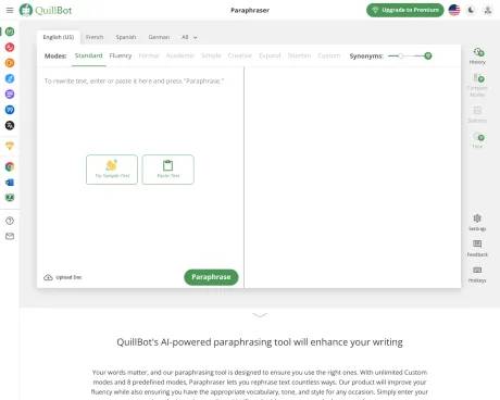 Quillbot Paraphraser screenshot