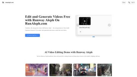 RunAleph.com: Free AI Video Editing with Runway Aleph screenshot