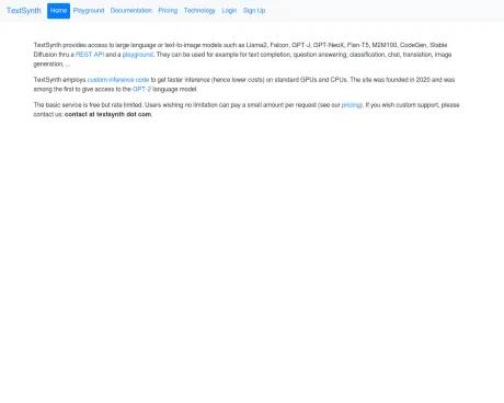 TextSynth screenshot