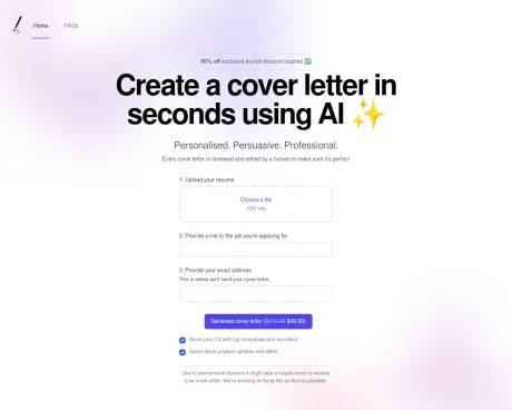 Writemeacoverletter screenshot