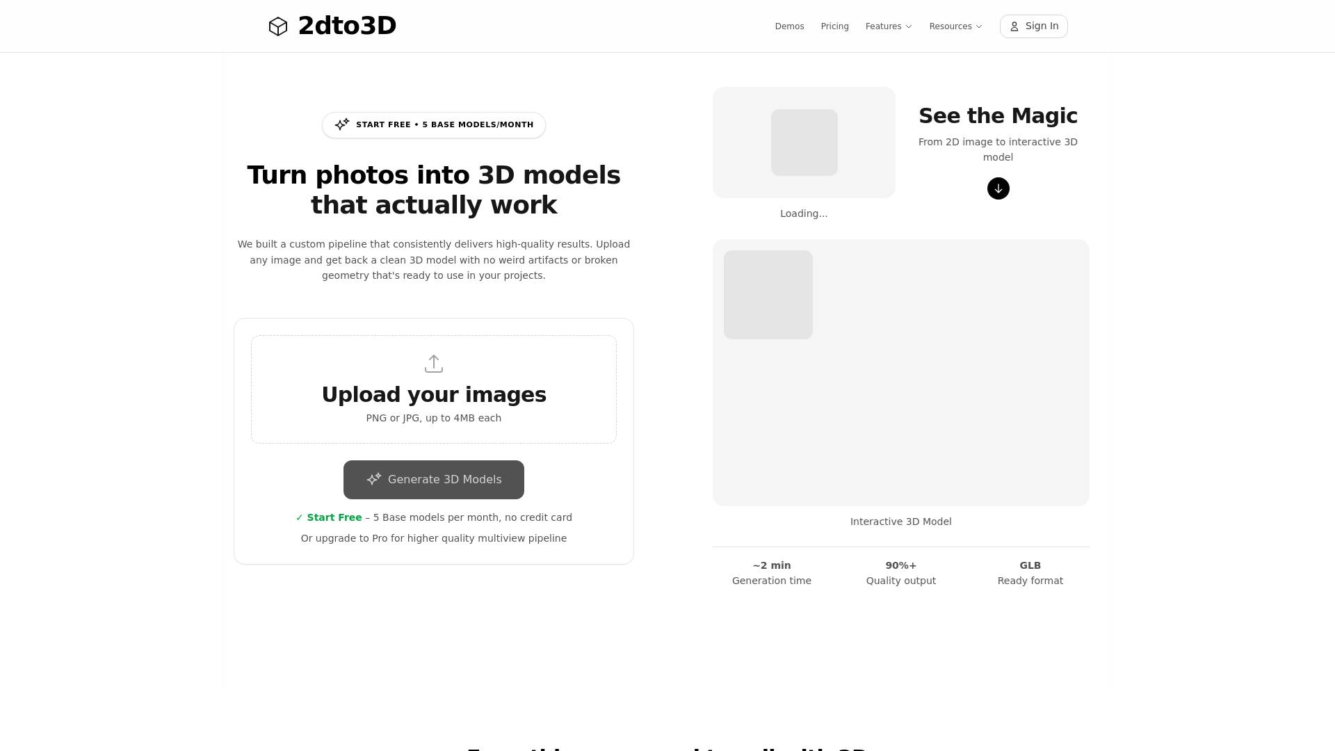 2dto3d app screenshot