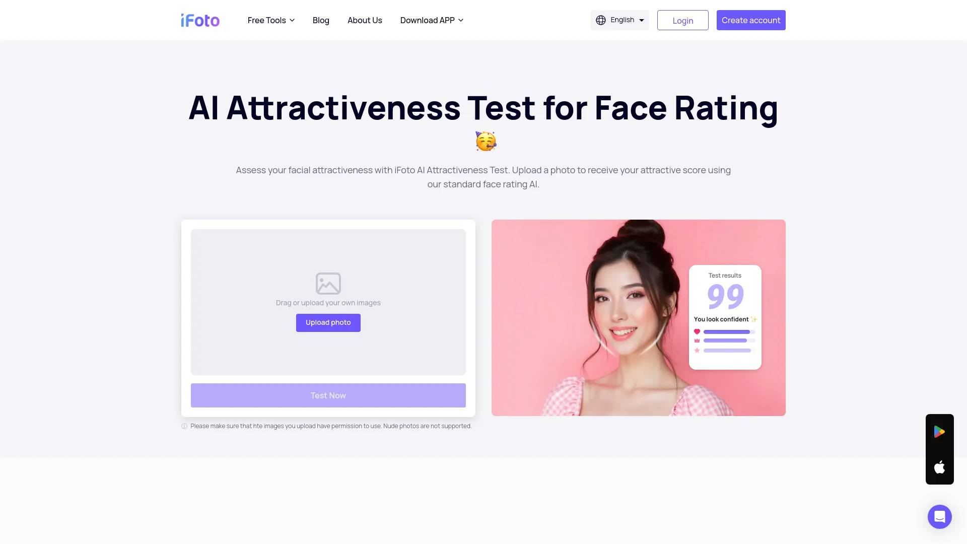 AI Attractiveness Test screenshot