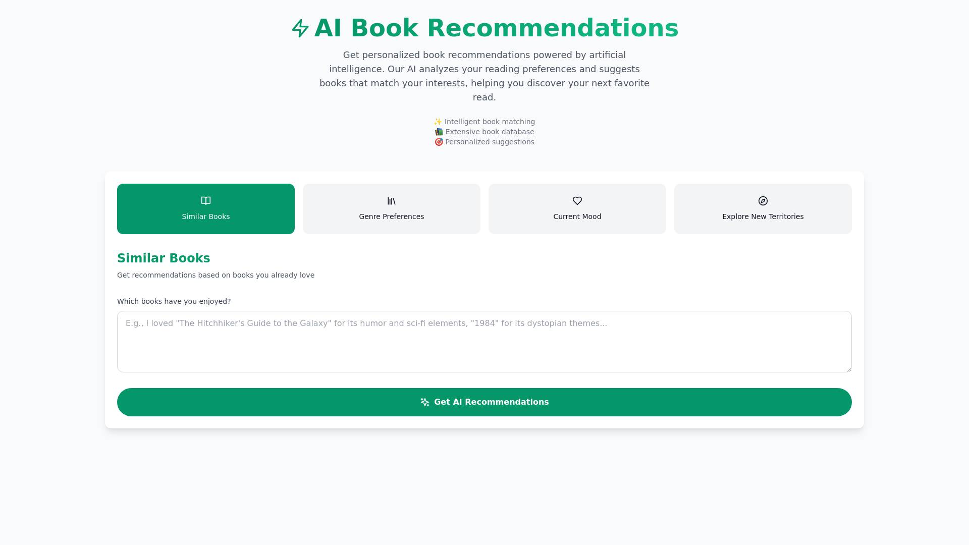 AI Book Recommendations screenshot