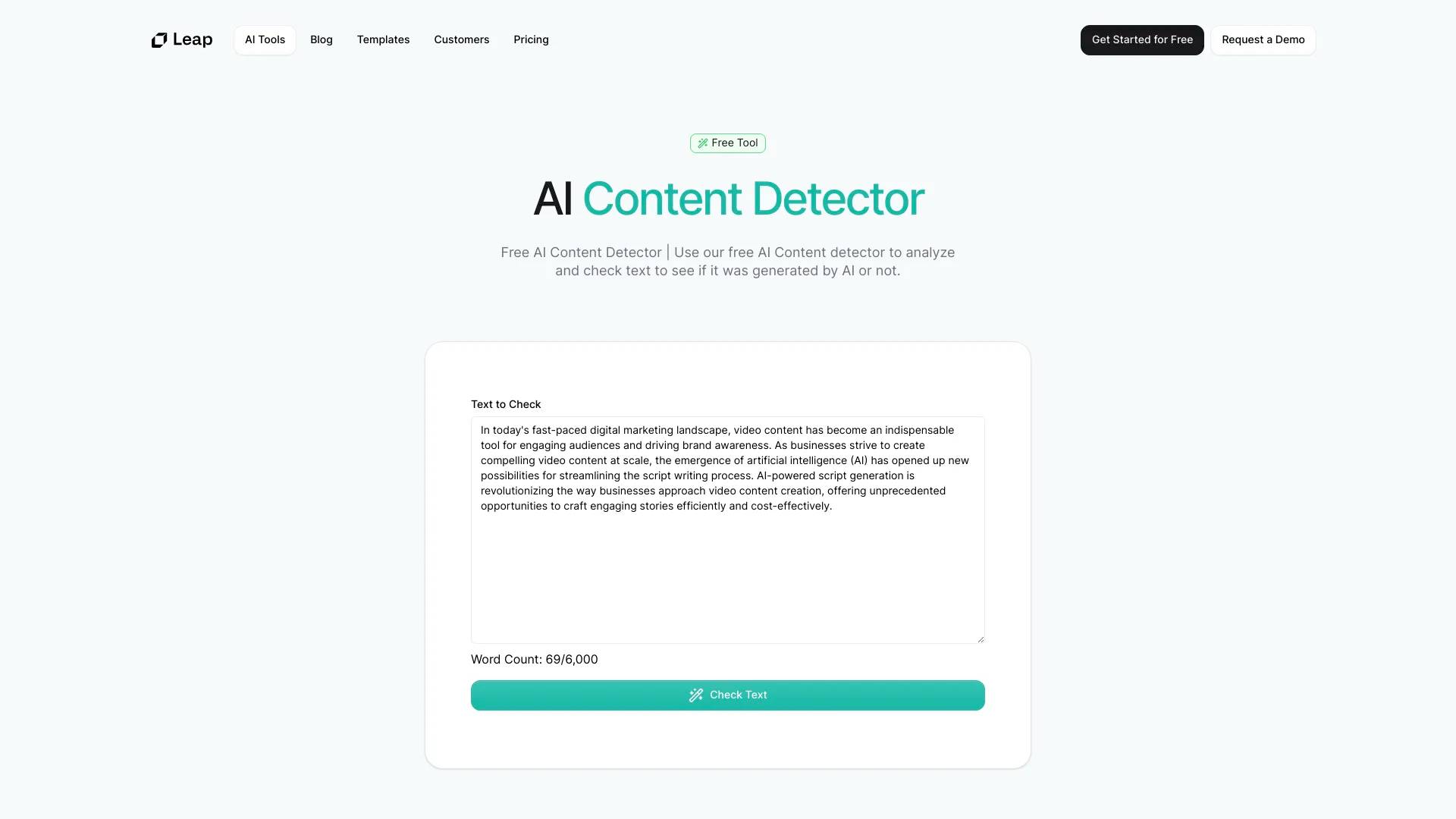 AI Content Detector by Leap AI screenshot