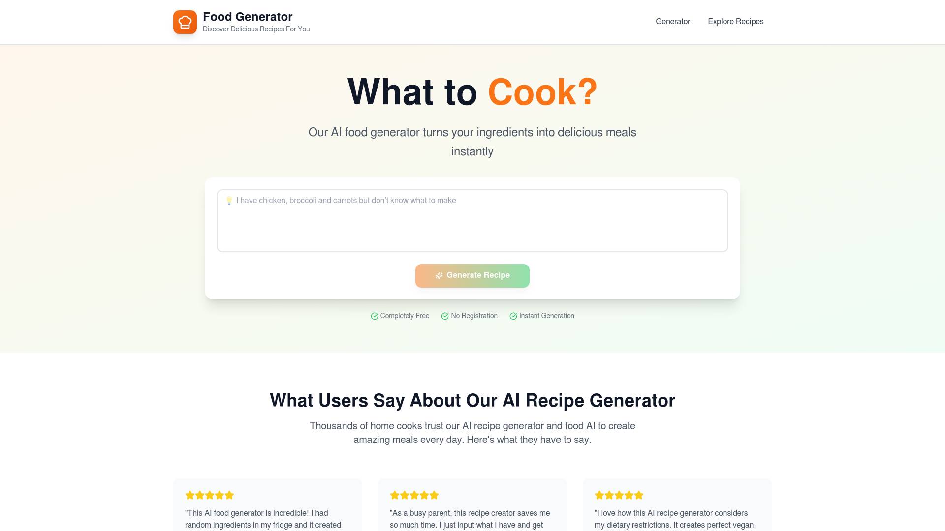 AI Food Generator screenshot