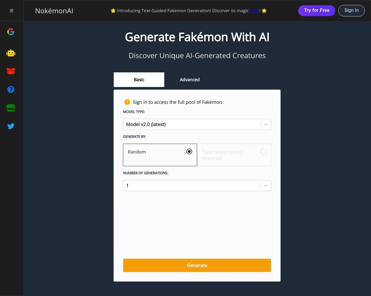 AI Pokemon generator screenshot