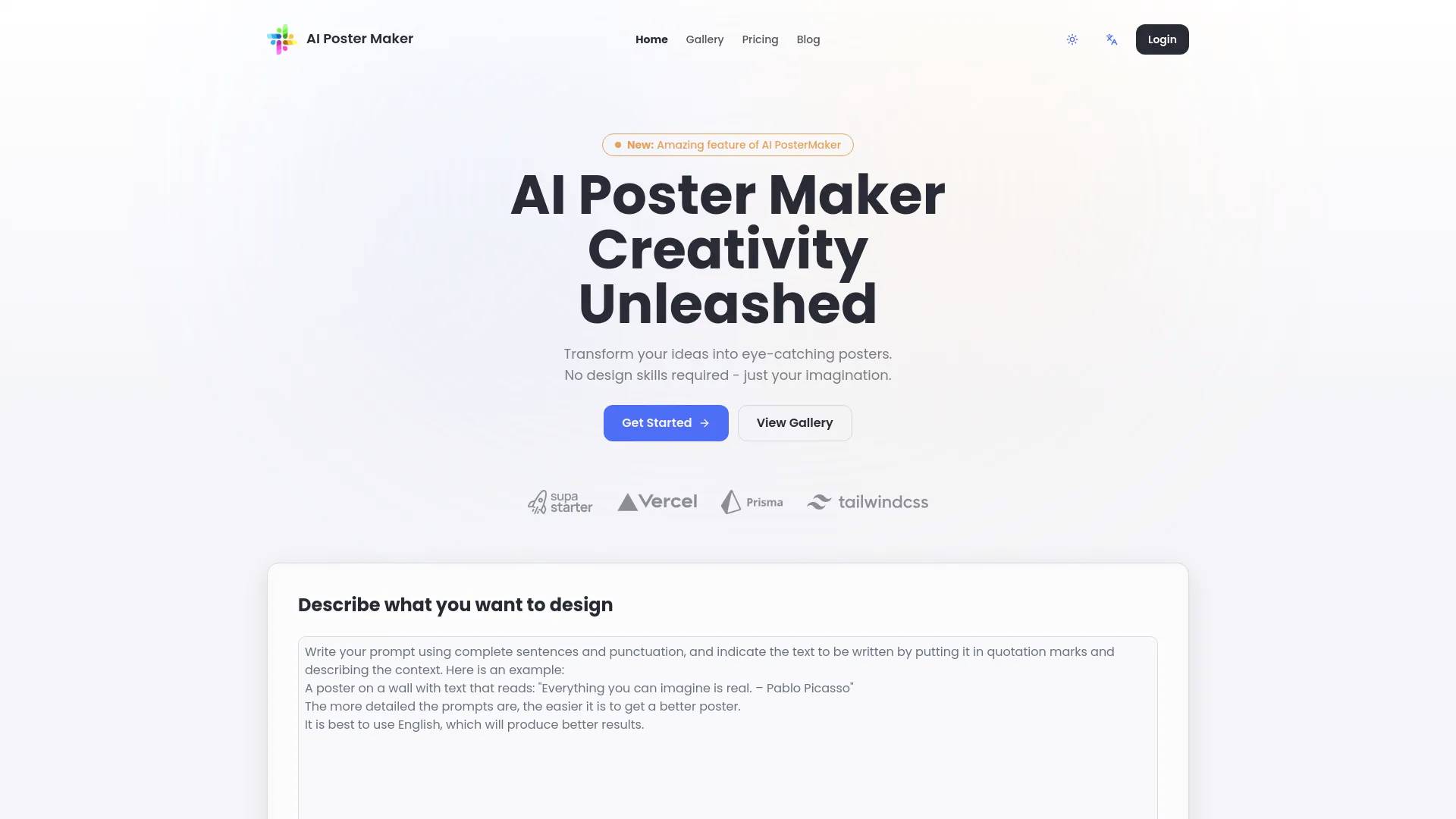AI Poster Maker Website screenshot