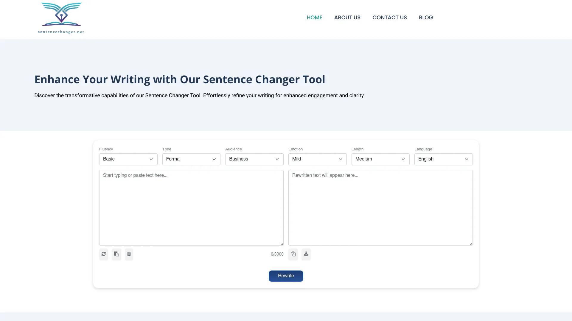 AI Sentence Changer and Rewriter Tool screenshot