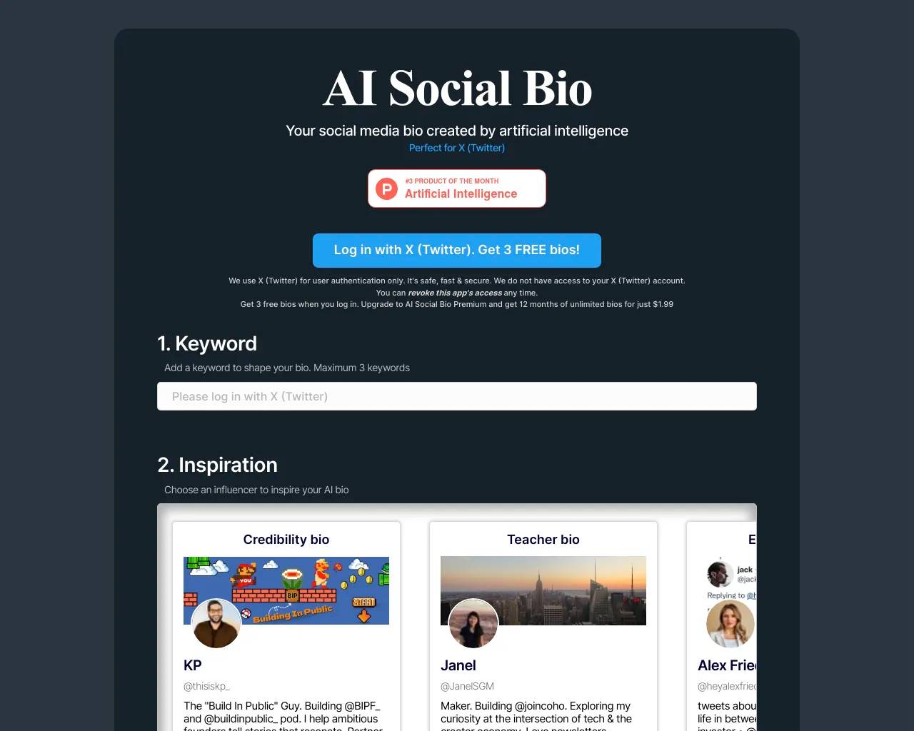 AI Social Bio screenshot