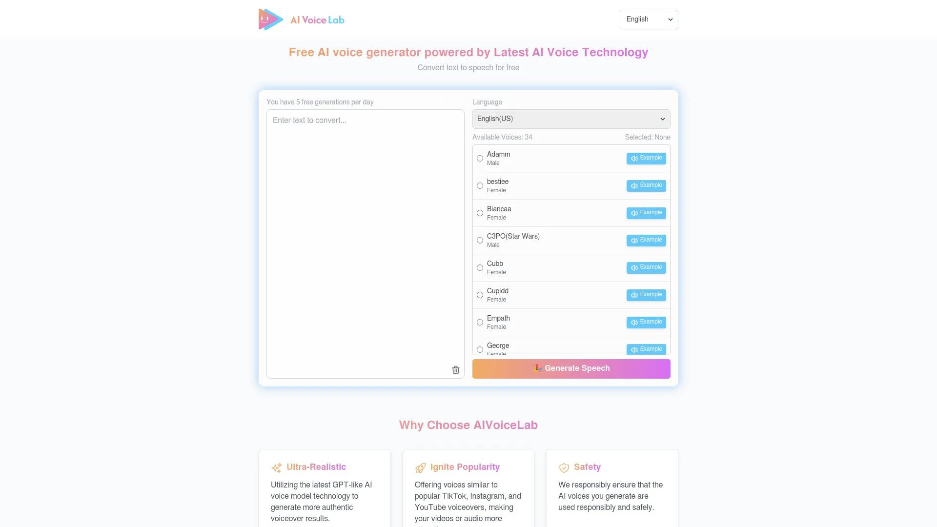 AI Voice Lab screenshot