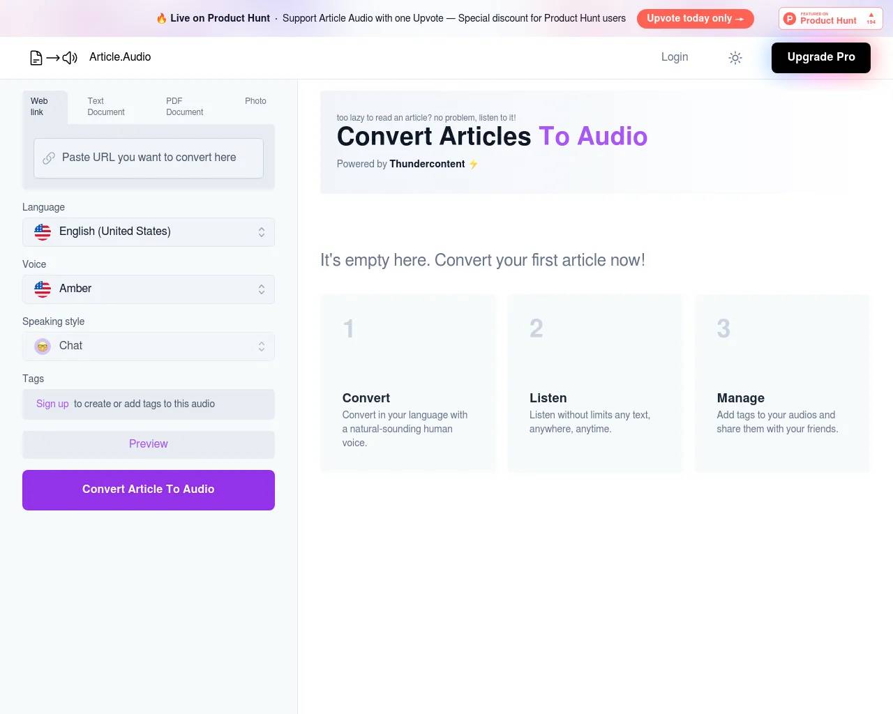 Article Audio screenshot