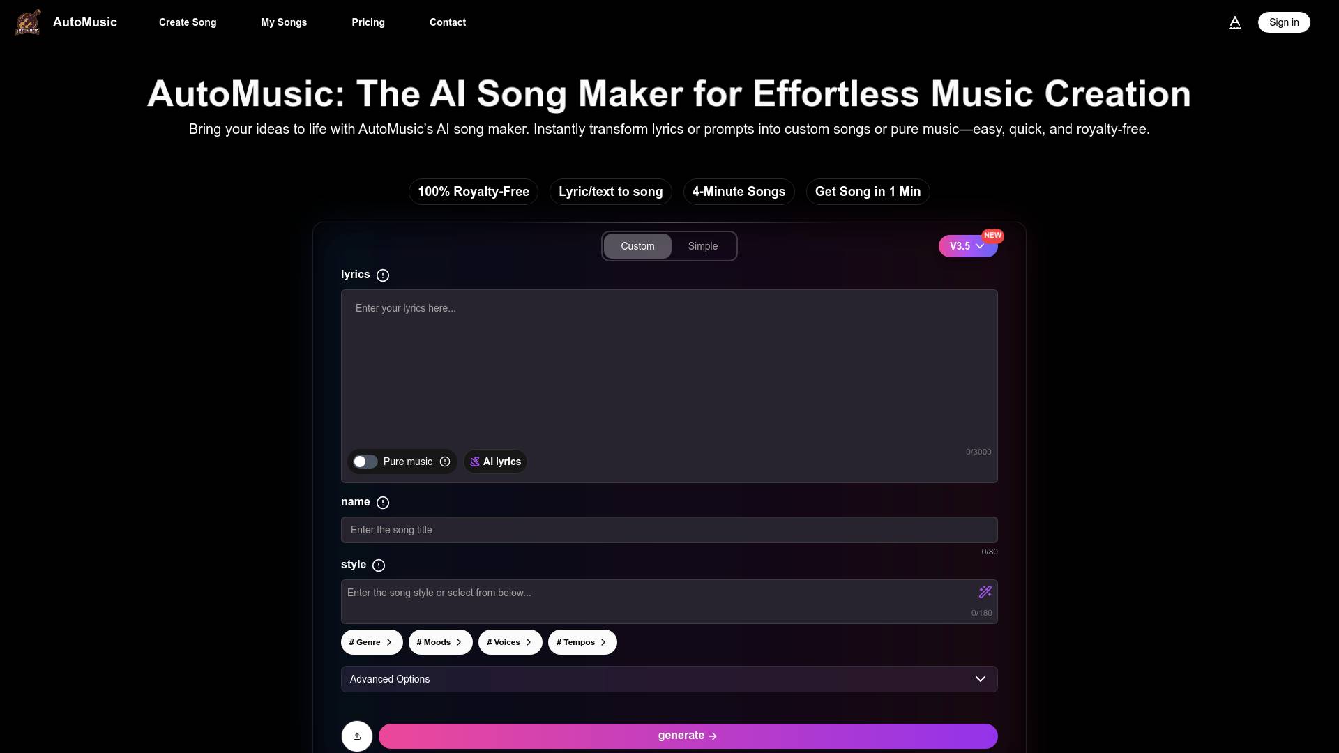 Automusic screenshot