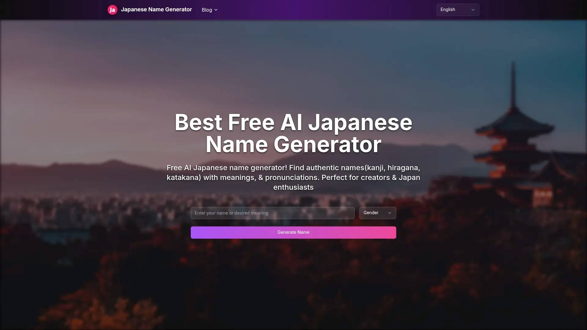 Best Free AI Japanese Name Generator screenshot