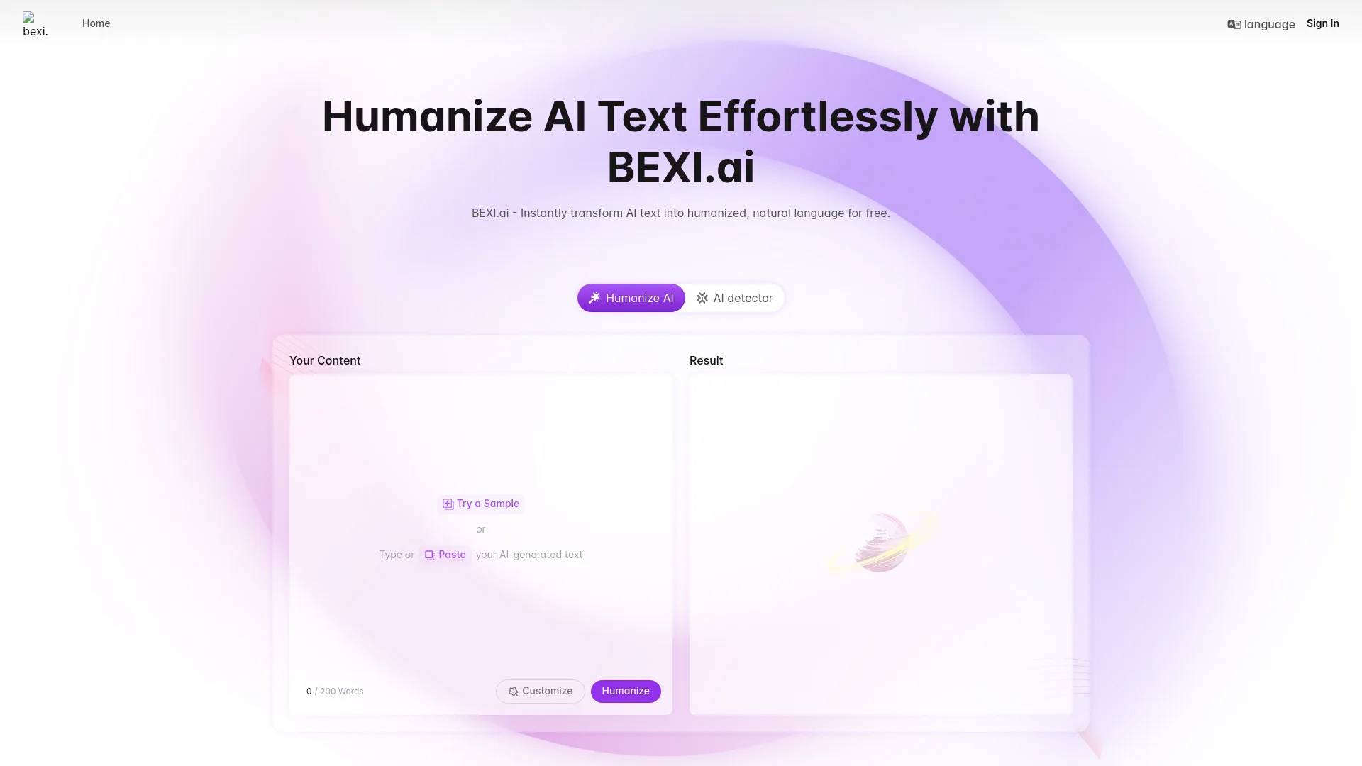 Bexi.ai: Free AI Humanizer and AI Detector screenshot