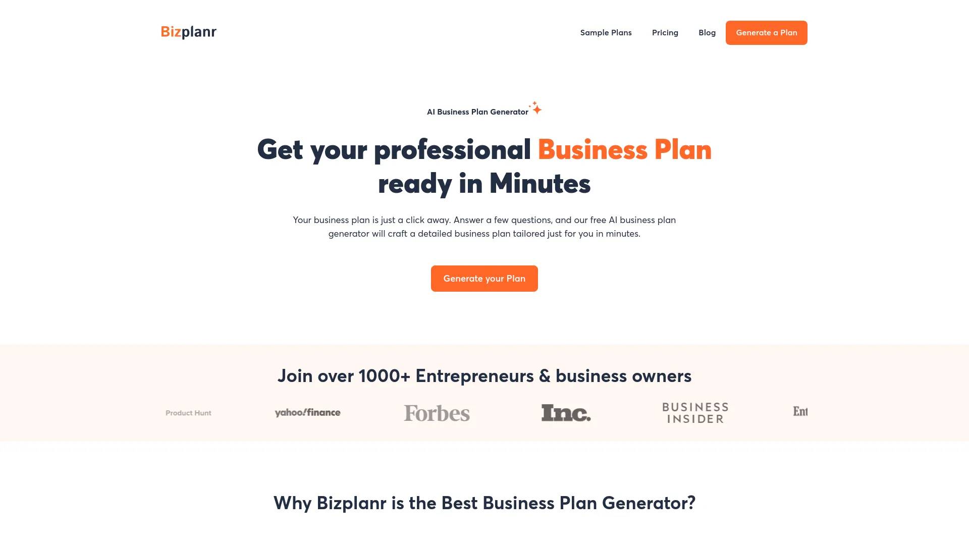 Bizplanr screenshot