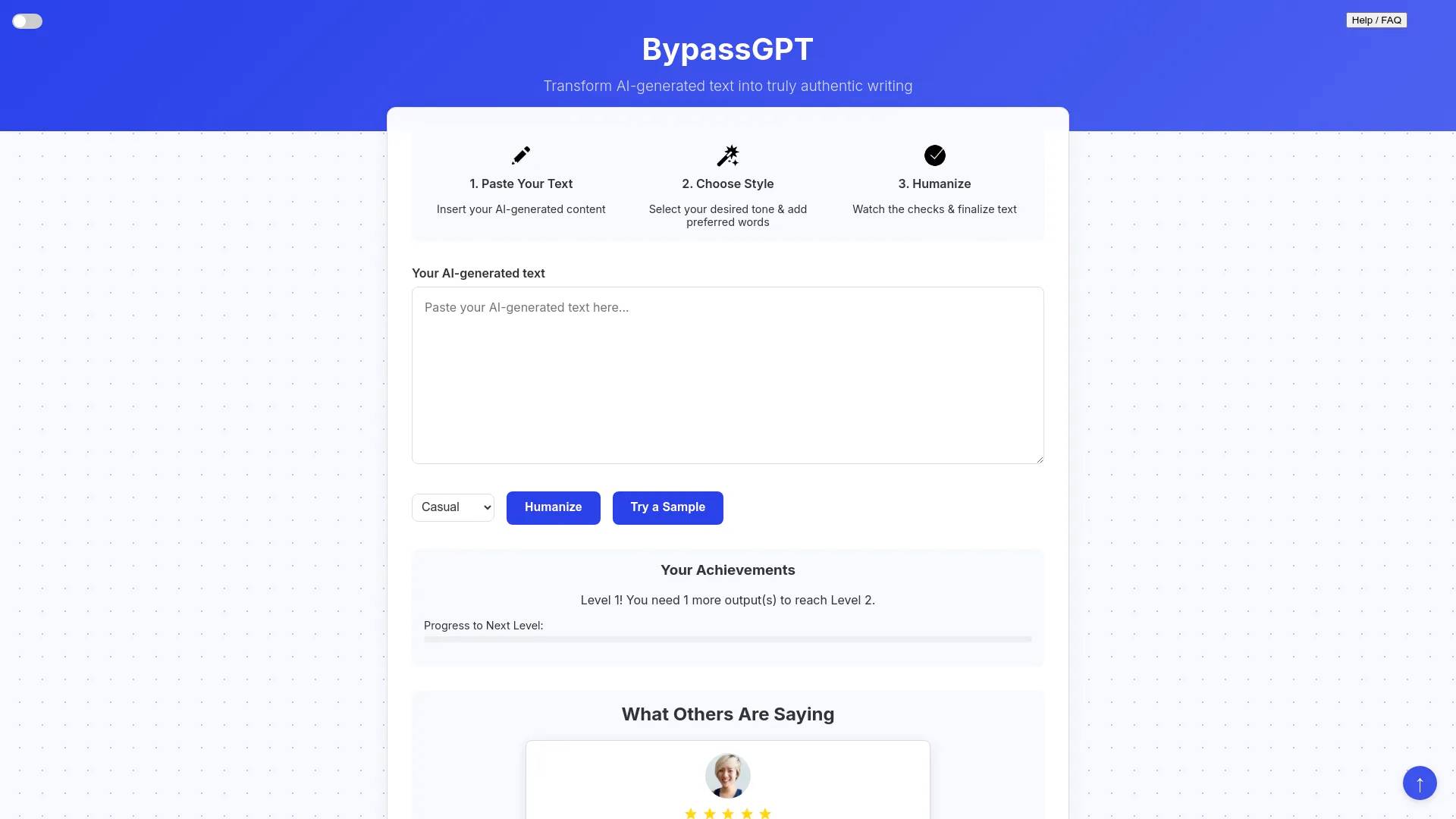 BypassGPT screenshot