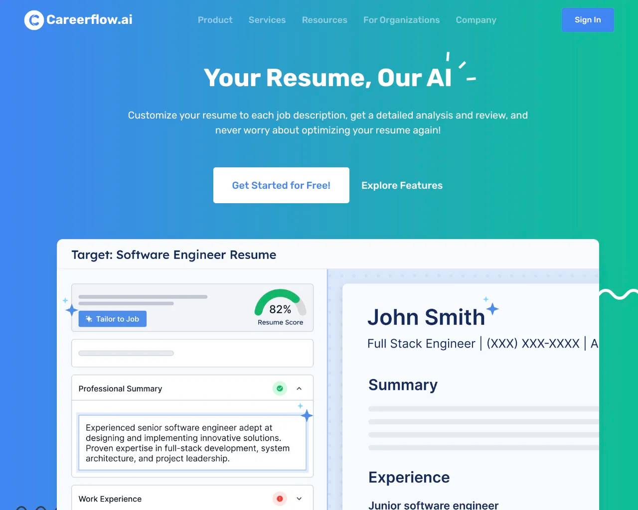 Careerflow AI Resume Builder screenshot