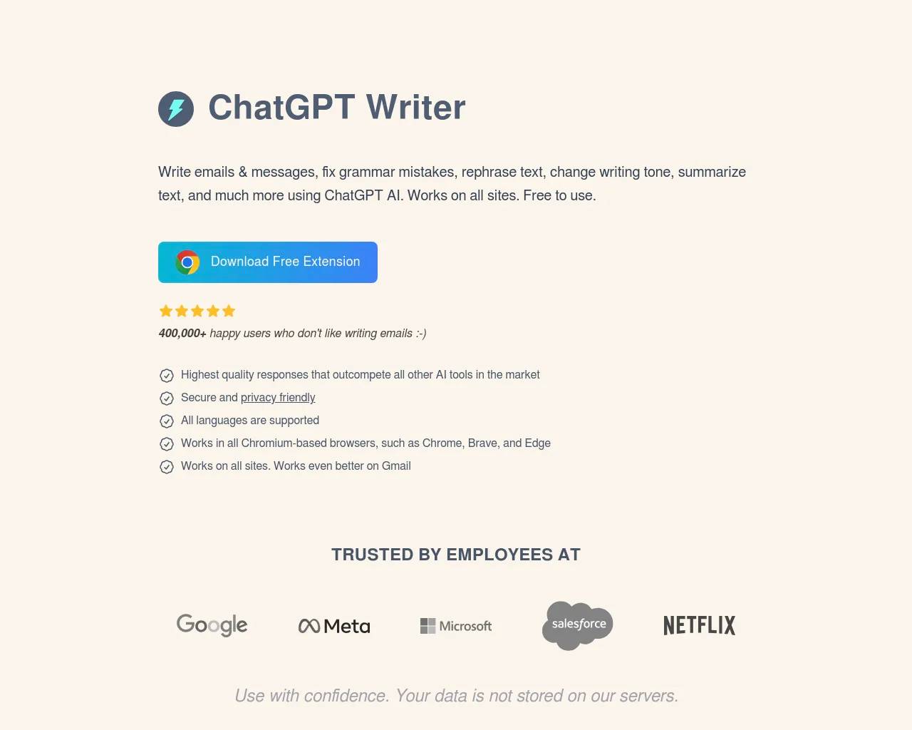 ChatGPT Writer screenshot