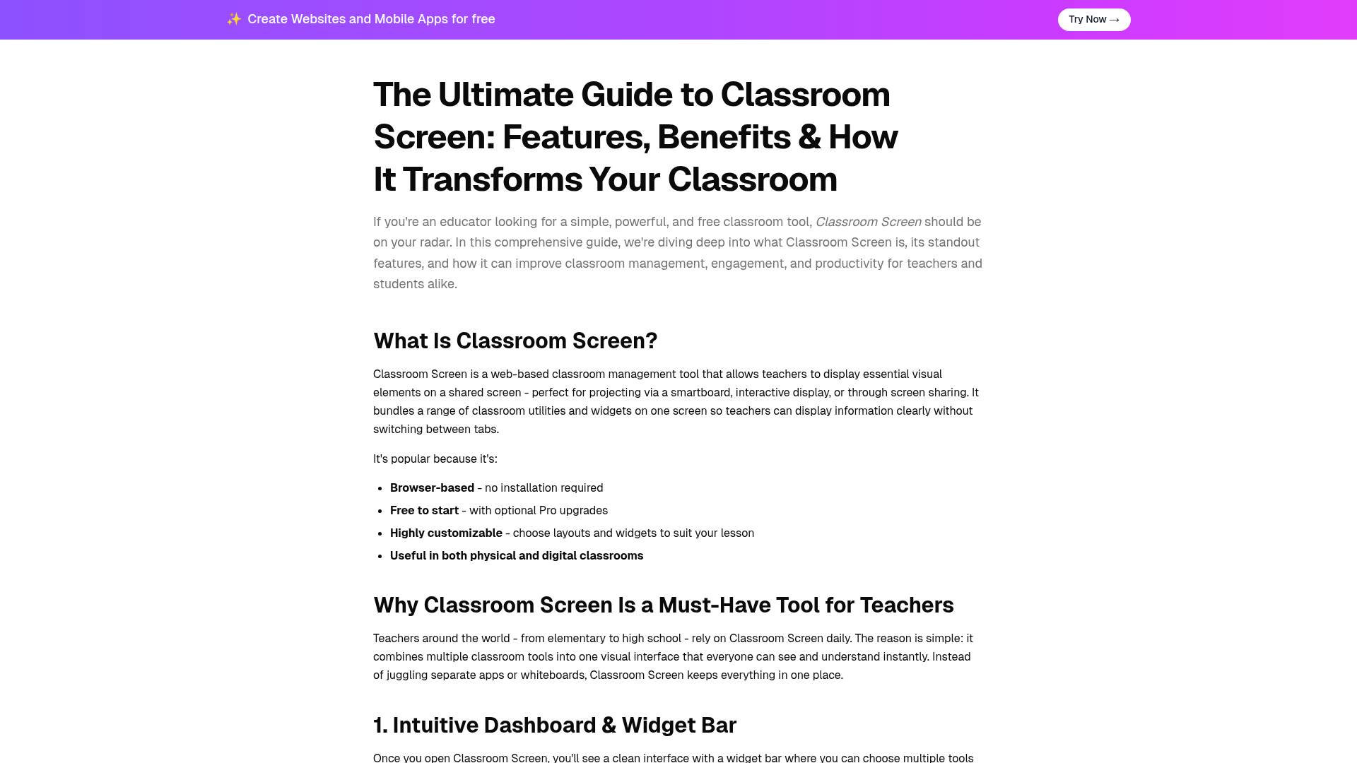 Classroom Screen