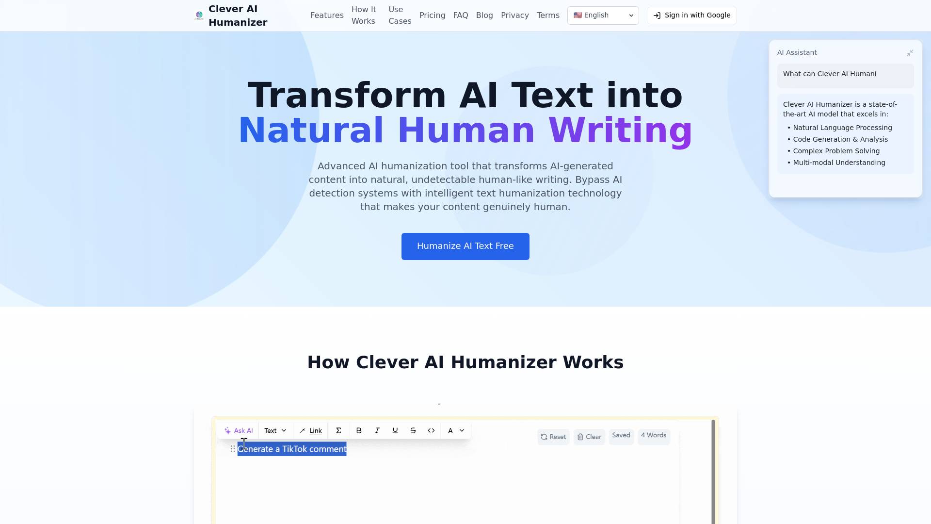 Clever AI Humanizer screenshot