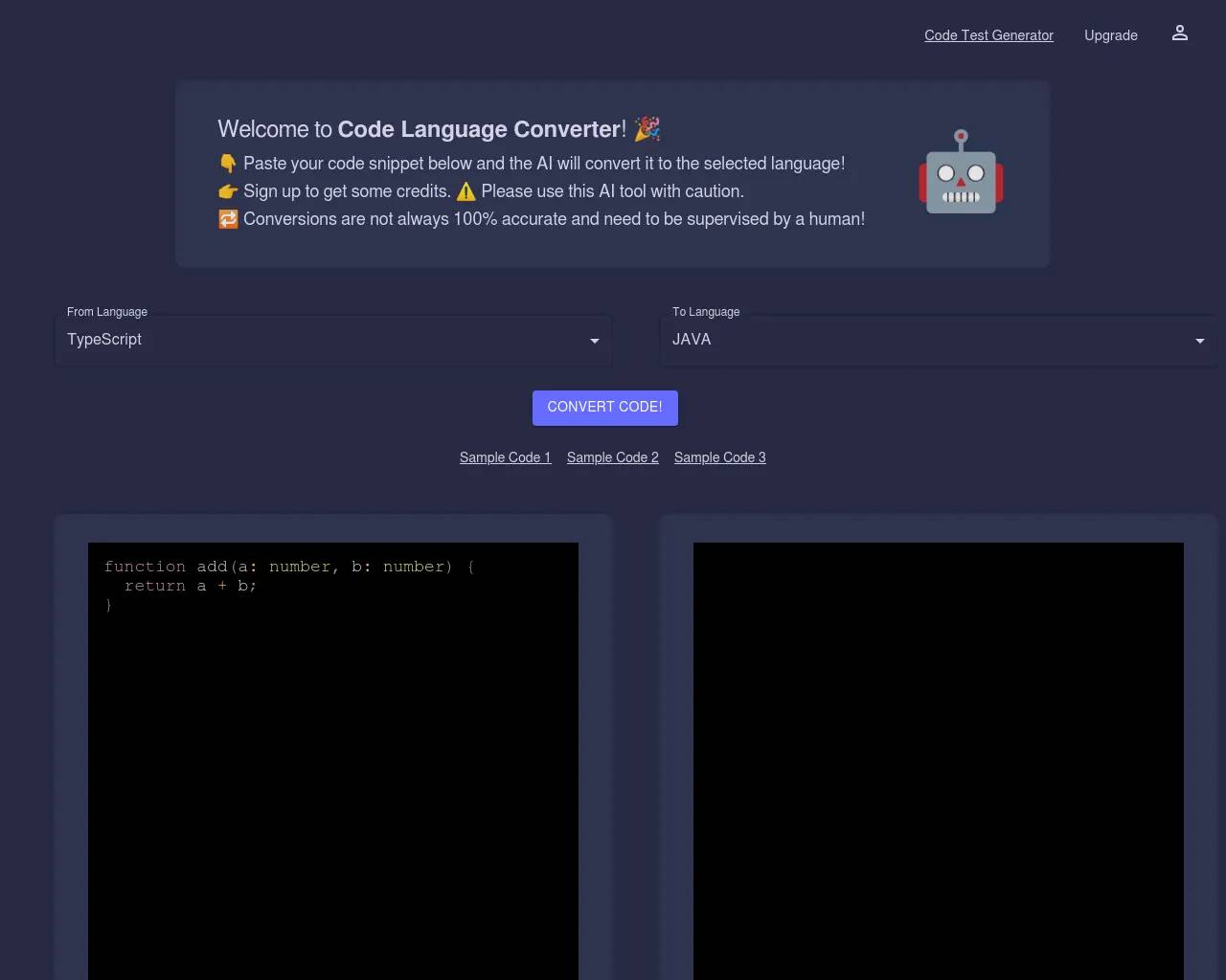 Code Language Converter screenshot