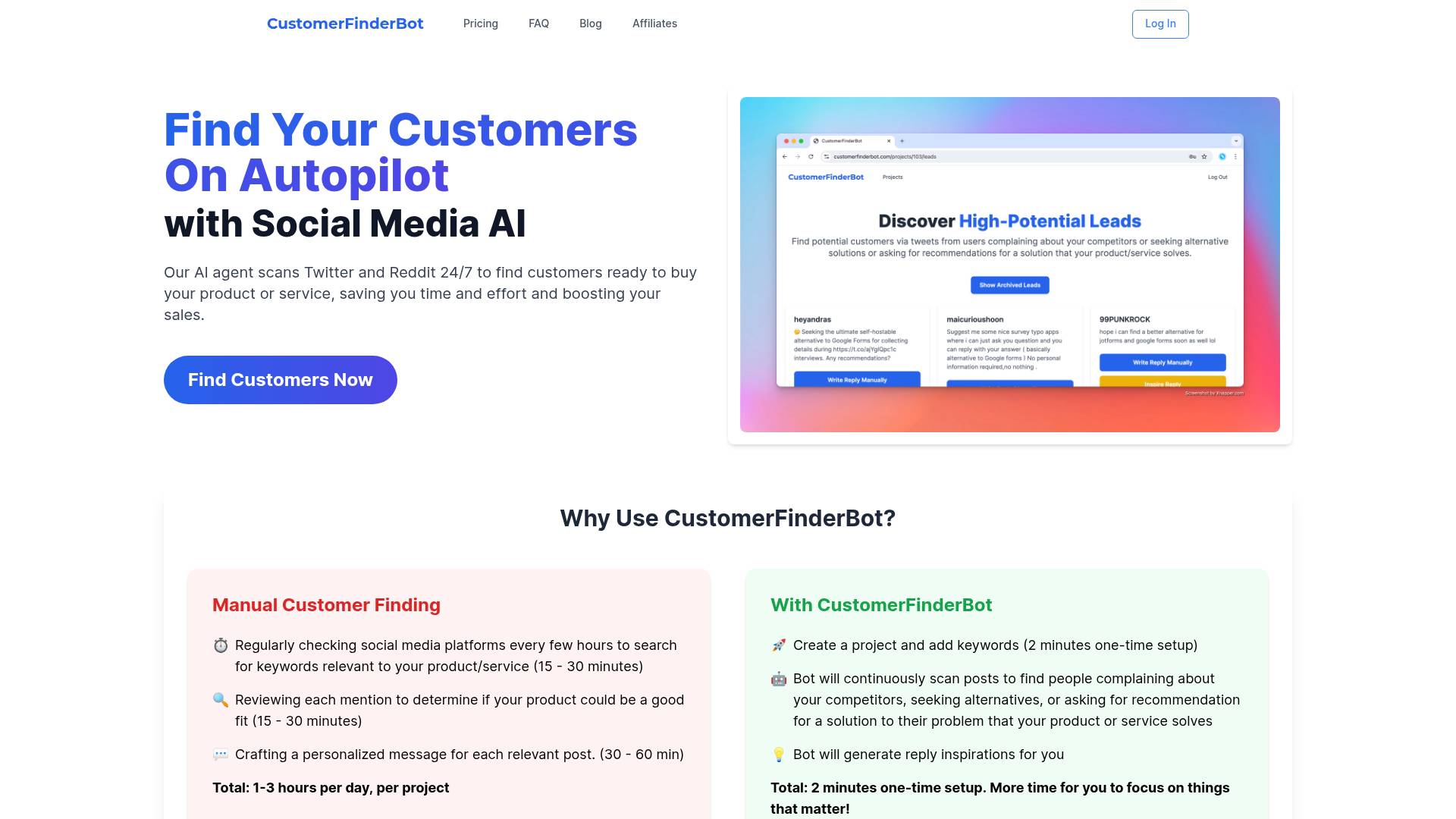 CustomerFinderBot screenshot