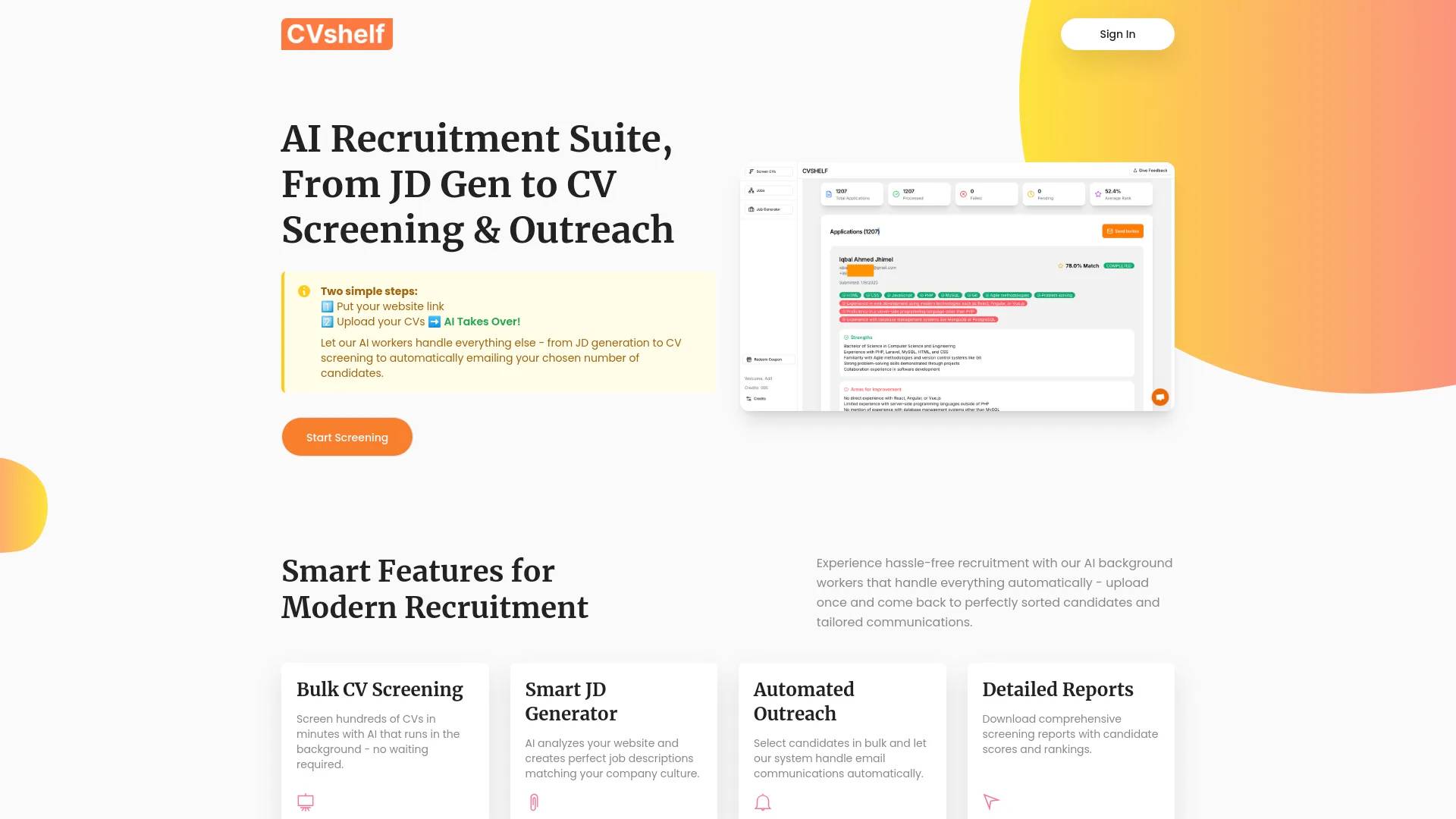 CV shelf screenshot