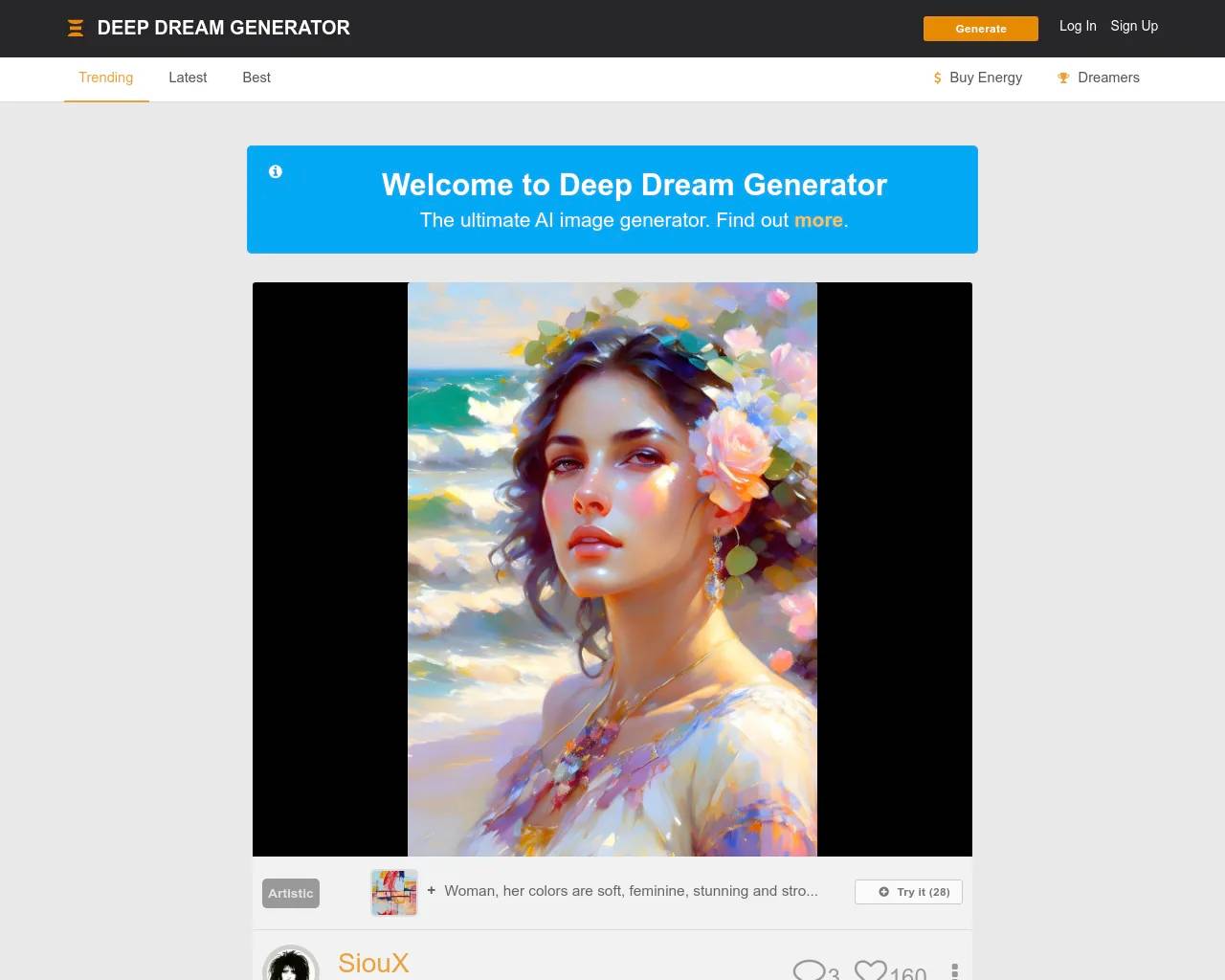 Deep Dream Generator screenshot