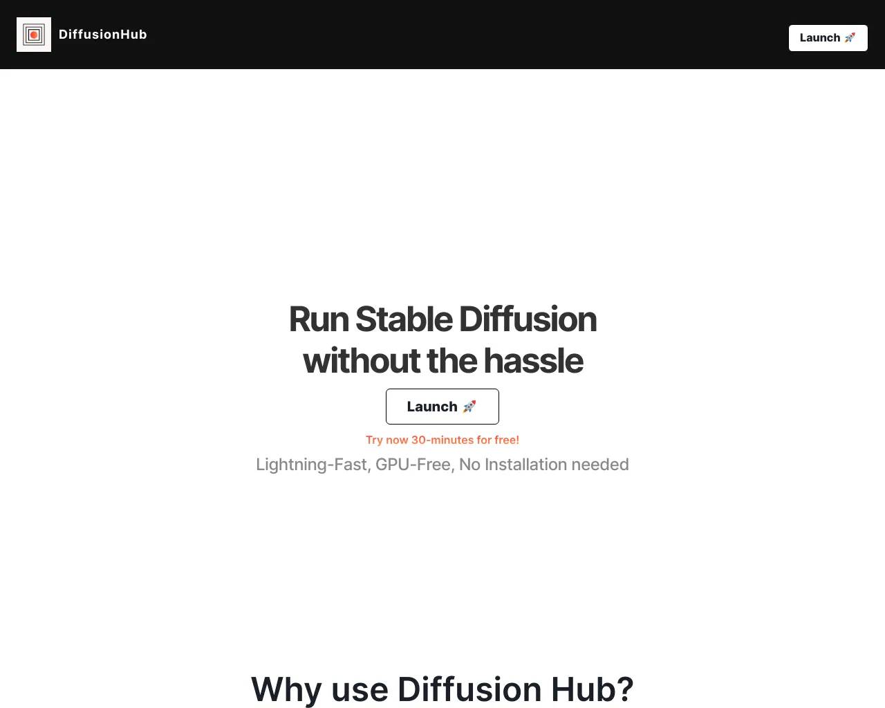 DiffusionHub io screenshot