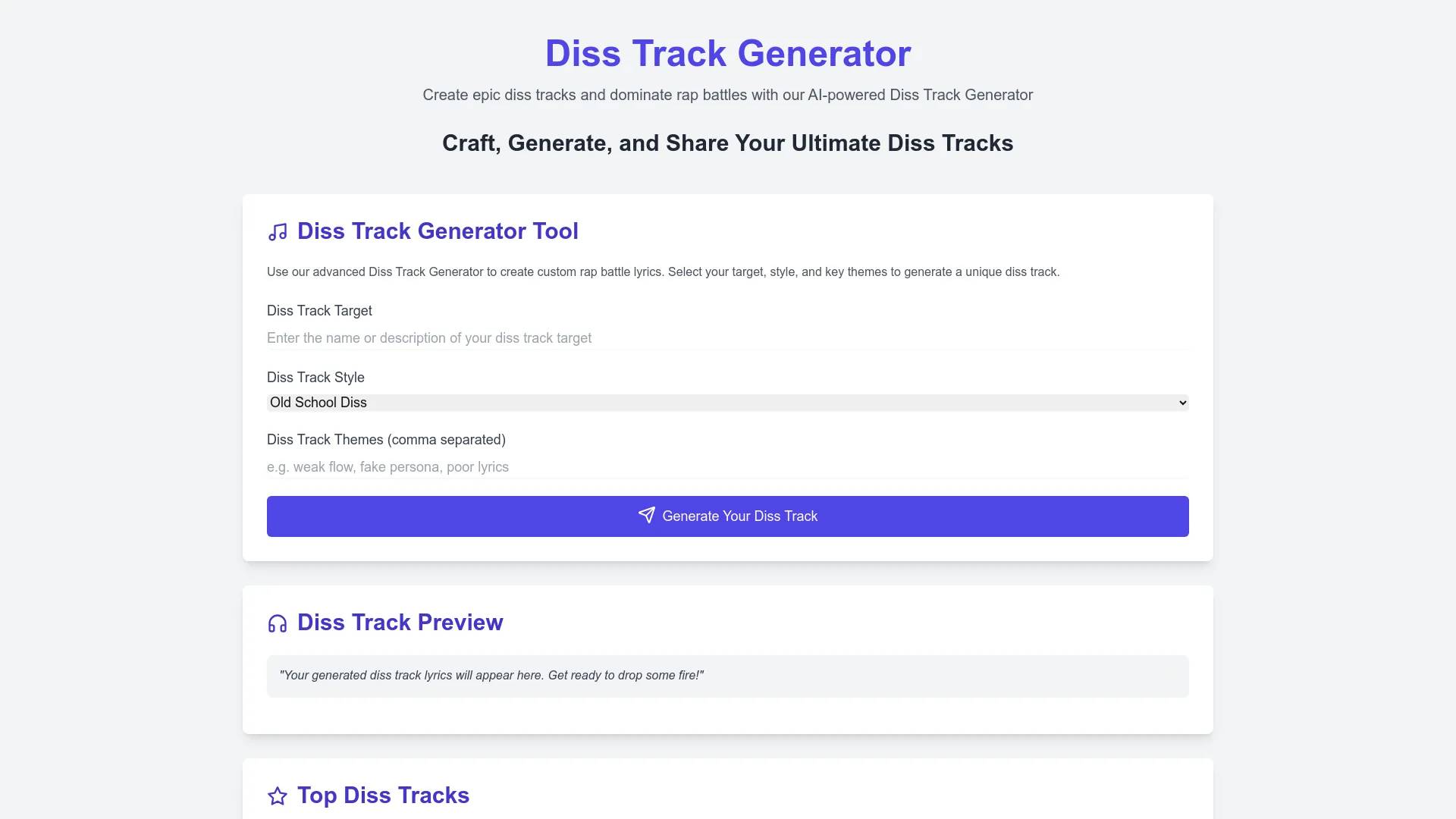 Diss Track Generator screenshot