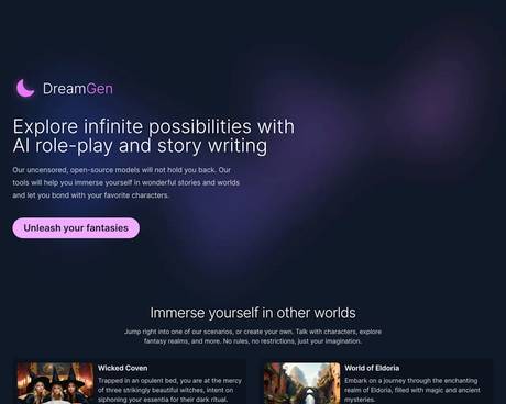 DreamGen: AI role-playing and strory-writing screenshot